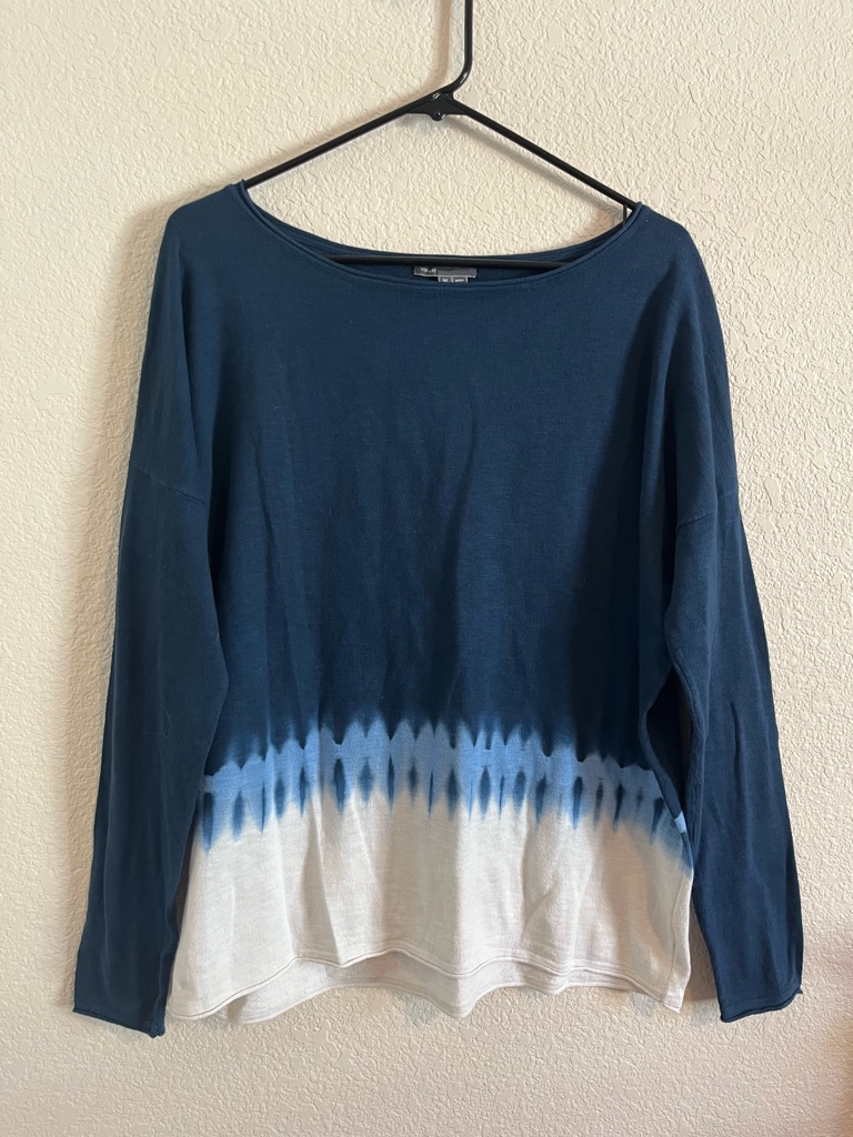 Vince Women’s Tie Dye Boatneck Cotton Knit Sweater Lightweight Medium